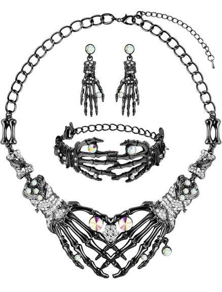 Costume Jewelry Skeleton Hands Set