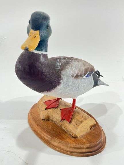 Signed & Hand Painted Ducks Unlimited Wooden Mallard