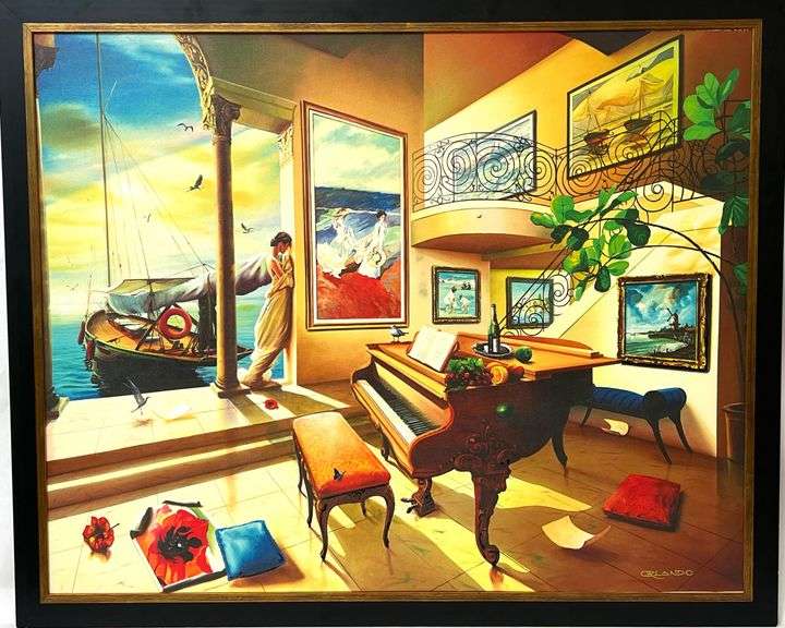 Orlando Quevedo Textured Print - Signed "Play of the Waves"