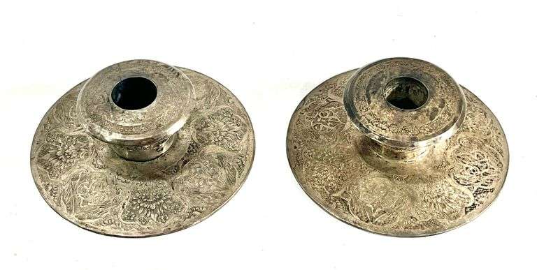 190 Grams Antique Persian Silver Candleholders