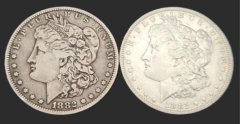(2) 1882-O Morgan Dollars, VF & VF+ Details