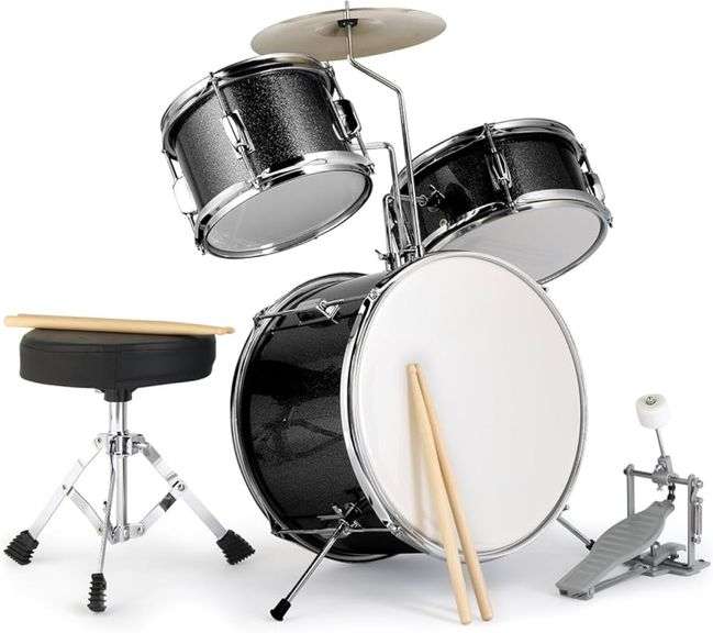 New Ktaxon Kids Drum Set, 3-Piece Junior Beginners Drum Kit with Throne Stool