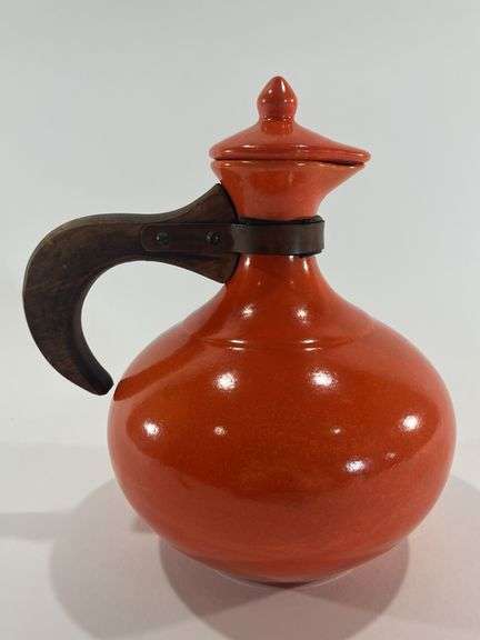 VTG Orange Glaze Red Wing Pottery Water Pitcher