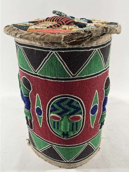 African Yoruba Beaded Tribal Basket