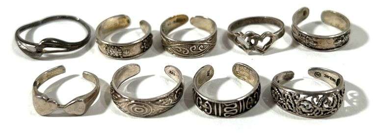 13 Grams of Sterling Silver Rings Sizes 3-9