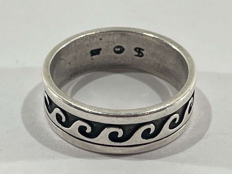 Sterling Silver Men’s Wave Ring Sz 12