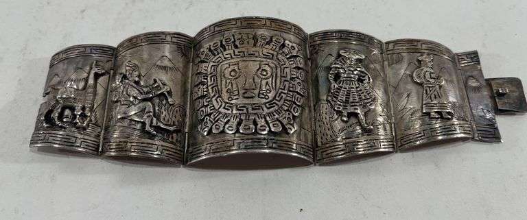 VTG 925 Peruvian Sterling Silver Cuff Bangle