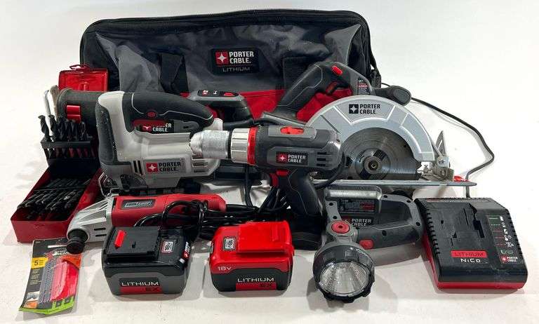 Porter Cable Lithium Bag w/ Power Tools / Drill / Saws / Oscillating Tool / Jigsaw / Flashlight / Ba