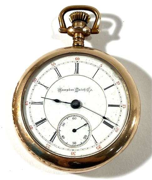Vintage Hampden Watch Co. 14K Yellow Gold Filled Open Face Pocket Watch