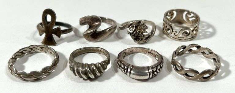 31 Grams of Sterling Silver Rings Sizes 6-9