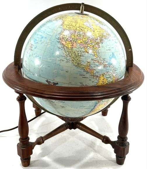 Vintage Reploge Illuminated World Globe - 12”