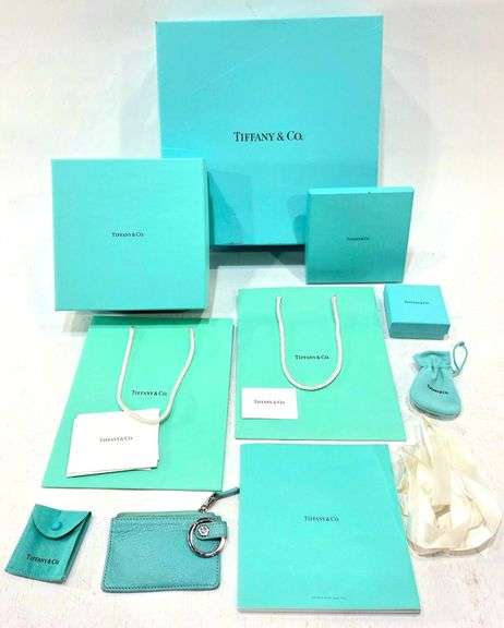 Tiffany & Co Leather Teal Coin Purse; Teal Gift Boxes, Gift Bags, Blue Book & More