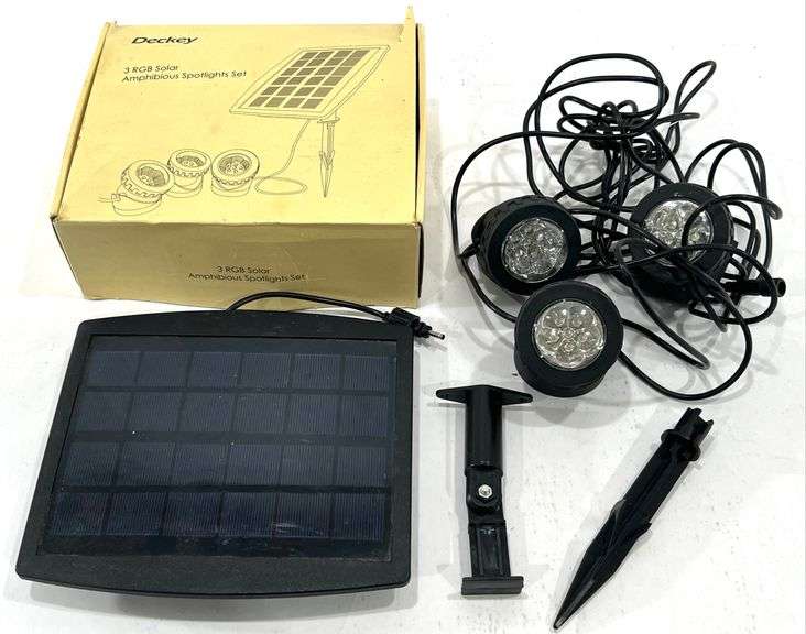 DECKEY 3-RGB Solar Amphibious Spotlights - Black And Gold Auctions