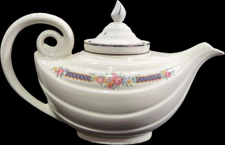 Hall China "Blue Bouquet" Aladdin Teapot w/ Infuser