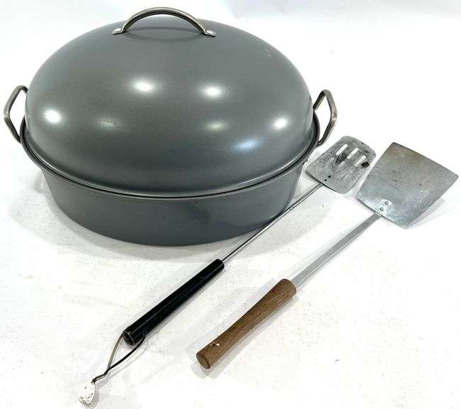 Roaster Tools Tools of The Trade Non-Stick Oval Roaster - 20” - Black And Gold Auctions