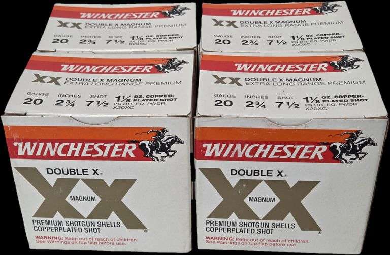 (100) Rds Winchester 20 GA 2.75" 7.5 Shot Double X Magnum Shotgun ...