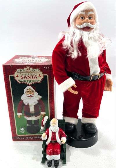 30” Animated Dancing Santa w / Musical Rocking Santa - Black And Gold ...