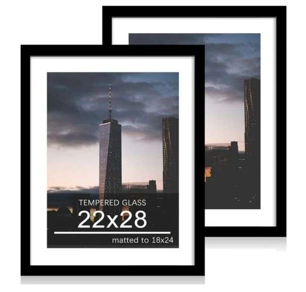(2) 22x28 Picture Frame Set - Black And Gold Auctions