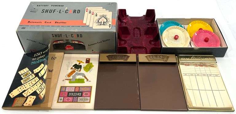 Vintage DEVILLE Battery Powered Card Shuffler / Game Score Pads / King ...