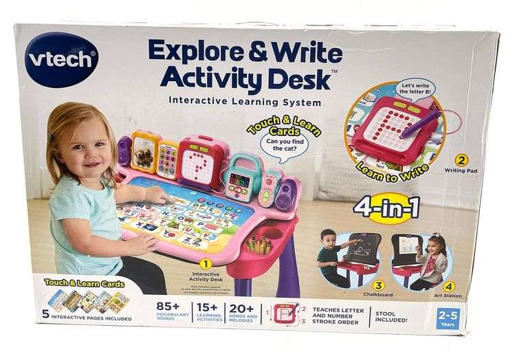 VTech Touch and Learn Activity Desk Deluxe, Pink - Black And Gold Auctions