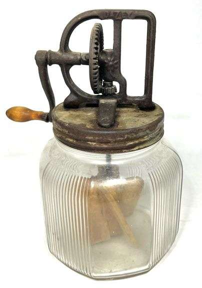 Dazey Churn Top on Glass Cannister