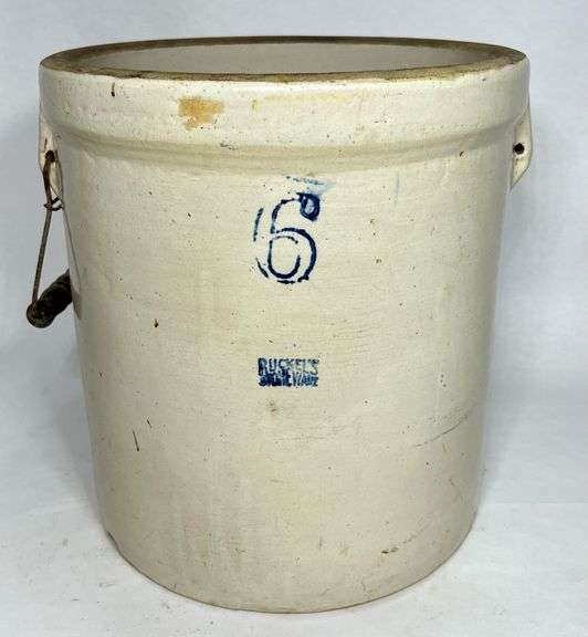 Beige 6 Gallon Ruckel's Stoneware Crock