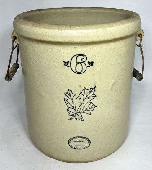 Beige 6 Gallon Western Stoneware Crock w/ (2) Bail Handles