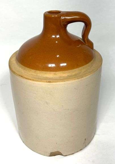One Gallon Tan & Beige Stoneware Crock Jug
