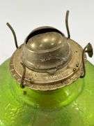 Vintage 18” Green Glass Oil Lamp w/ Shade