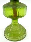 Vintage 18” Green Glass Oil Lamp w/ Shade