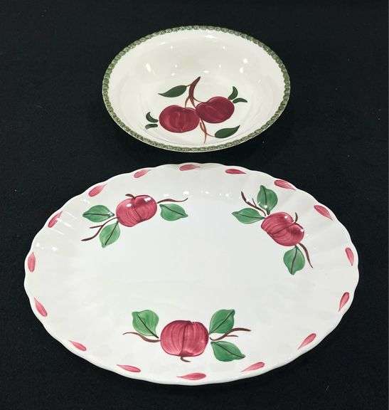 (2) Blue Ridge Pottery HandPainted Crab Apple Oval Platter & Bowl