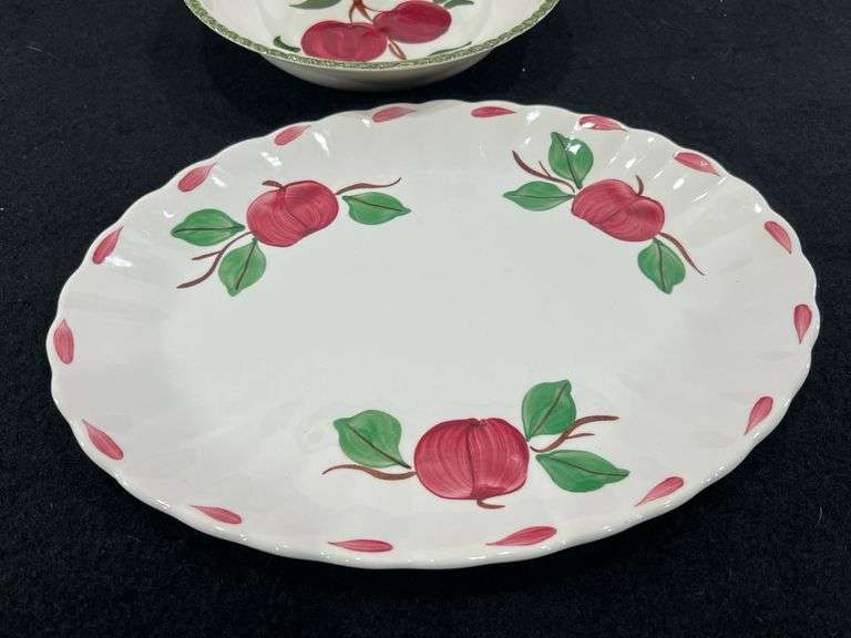 (2) Blue Ridge Pottery HandPainted Crab Apple Oval Platter & Bowl