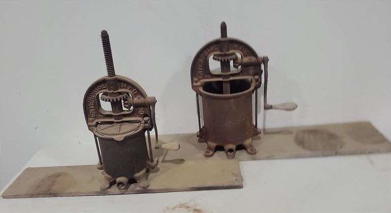 (2) PRIMITIVE ANTIQUE Enterprise Manufacturing Company Sausage Stuffers ...