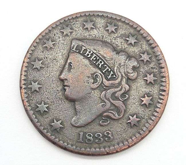1833 Matron Head Large Cent, VG
