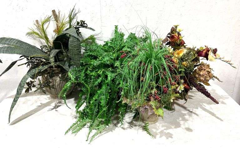 (4) Faux Potted Plants