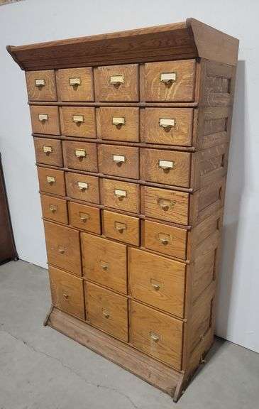 Antique Oak Stacking 26-Drawer Card Catalog