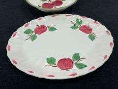 (2) Blue Ridge Pottery HandPainted Crab Apple Oval Platter & Bowl