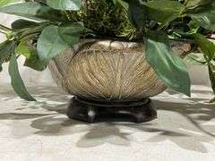 (4) Faux Potted Plants w/ Turkey Feathers