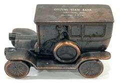 Vintage Brass Citizens Bank Maryville, MO Old Car Coin Bank