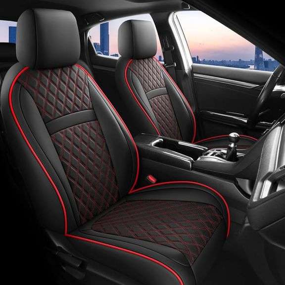 Leather Car seat Cover - Red & Black