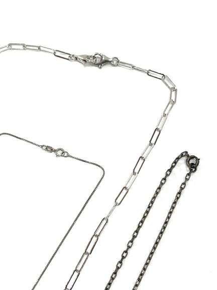 (3) Sterling Silver Chains & Angel Pendant