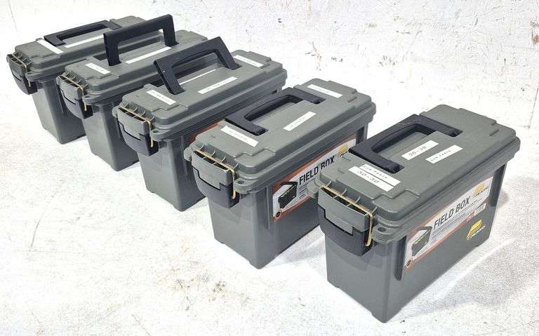 (5) Plano Field Boxes - Black And Gold Auctions