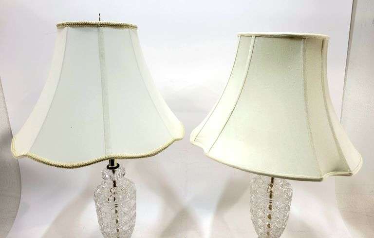 Pair of VTG Crystal 32" Table Lamps