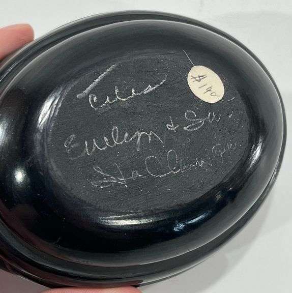 Vintage Santa Clara Pueblo Carved Avanyu Bowl Signed