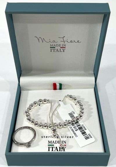 New Sterling Silver Mja Fiore ITALY Braclet w/ Costume Jewelry Ring