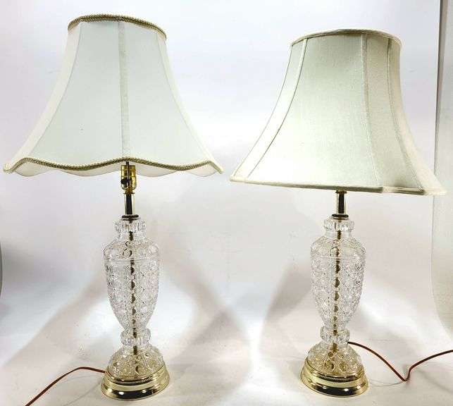 Pair of VTG Crystal 32" Table Lamps