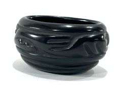 Vintage Santa Clara Pueblo Carved Avanyu Bowl Signed