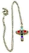 Enamel Inlay Cross Necklace