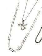 (3) Sterling Silver Chains & Angel Pendant