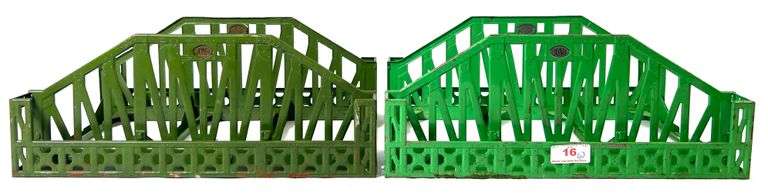 (2) Vintage Green Lionel Metal O Gauge Bridges